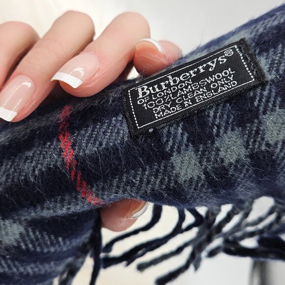 Burberry Novacheck Blue Wool Scarf - Picture 3 of 15